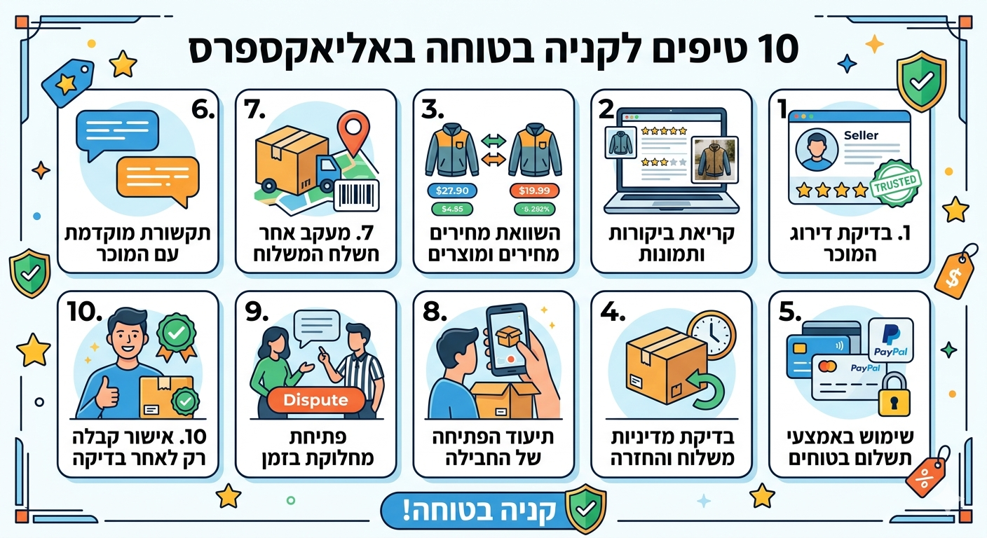 10 טיפים לקניה בטוחה באליאקספרס
