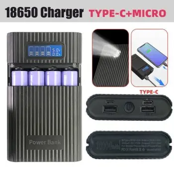 מטען נייד שמופעל ע"י 4 סוללות