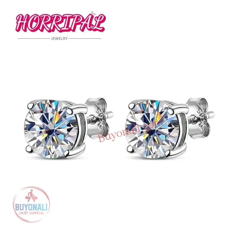 זוג עגילים מואסנייט עם סוגר כסף 925