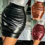 חצאיות נמתחות מעור מותן גבוה עם רוכסן