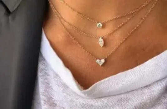 שרשרת עדינה לב זרקון בצורת לבד כסף סטרלינג 925