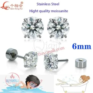 תכשיטי כסף מאבן Moissanite משובלת ניטים