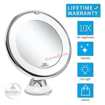 מראת איפור עם תאורת רינג שמסתובבת 360 מעלות