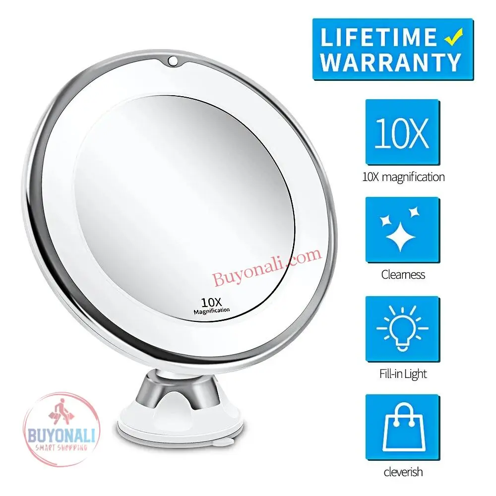 מראת איפור עם תאורת רינג שמסתובבת 360 מעלות