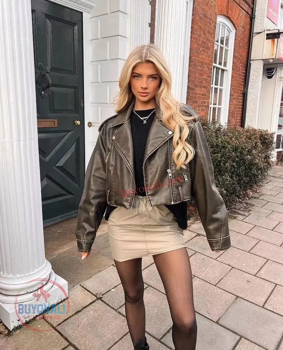 מעיל דמוי עור מהמם לנשים