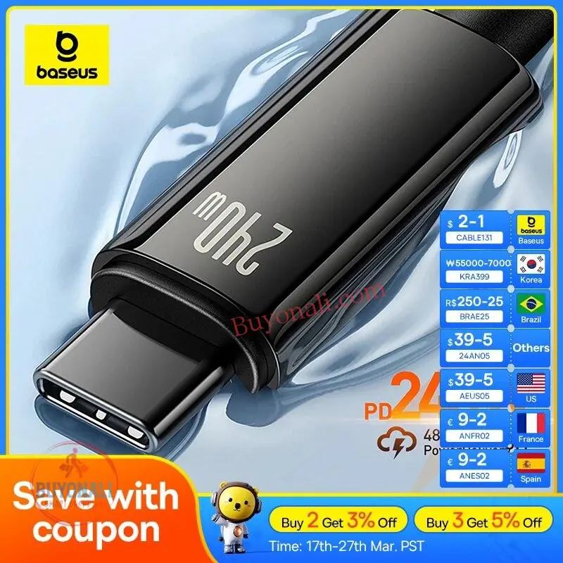 כבל טעינה מהיר במיוחד מבית Baseus