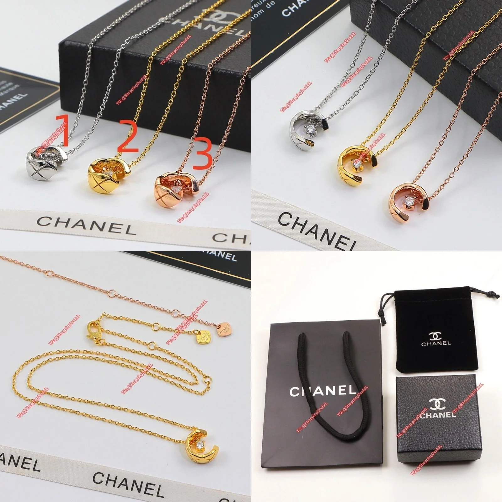 שרשרת שאנל מכסף זהב