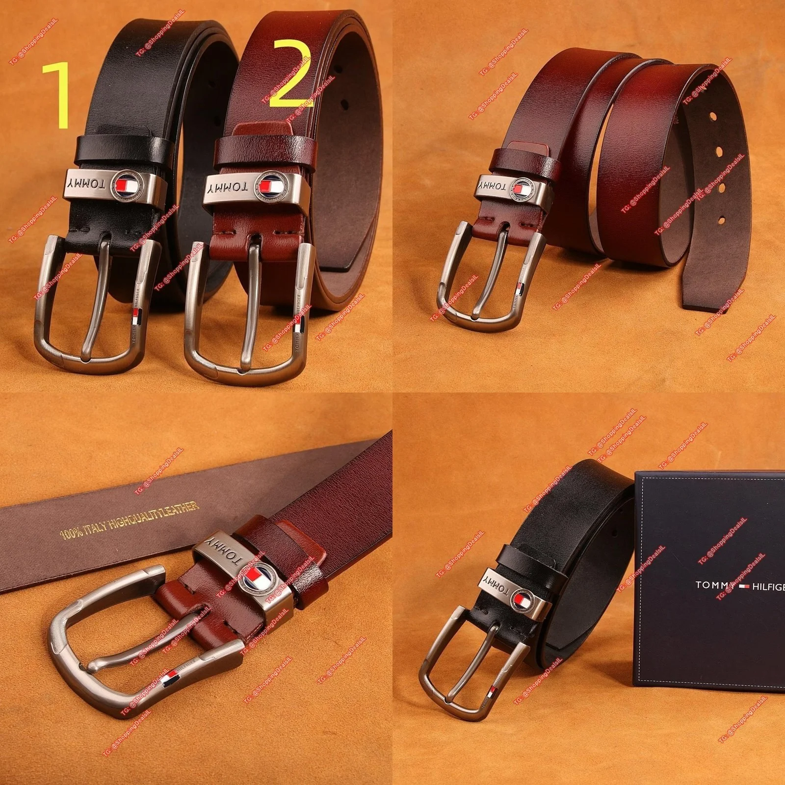 חגורת עור טומי הילפיגר