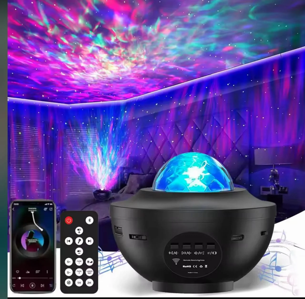 מקרן גלקסיה מטורף שהופך את התקרה ללילה קסום עם מוזיקה