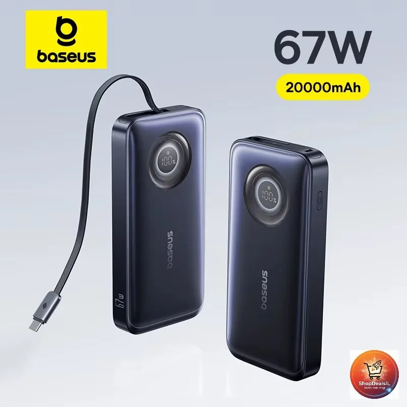 מטען נייד Baseus 30W עם כבל מובנה קומפקטי וחזק