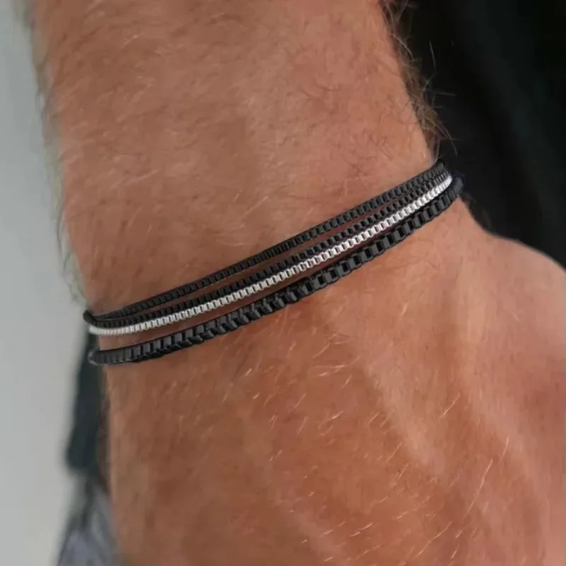 סט 4 צמידי שרשרת לגבר מפלדת אלחלד