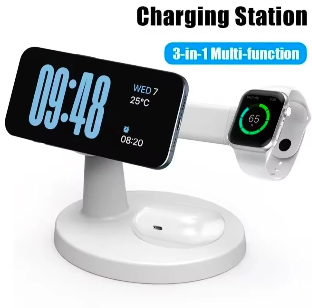 מחיר מעולה רק 30 שקל עמדת טעינה אלחוטית 3 ב1 לאייפון סדרות 1216 תומכת גם בApple Watch ואוזניות AirPods