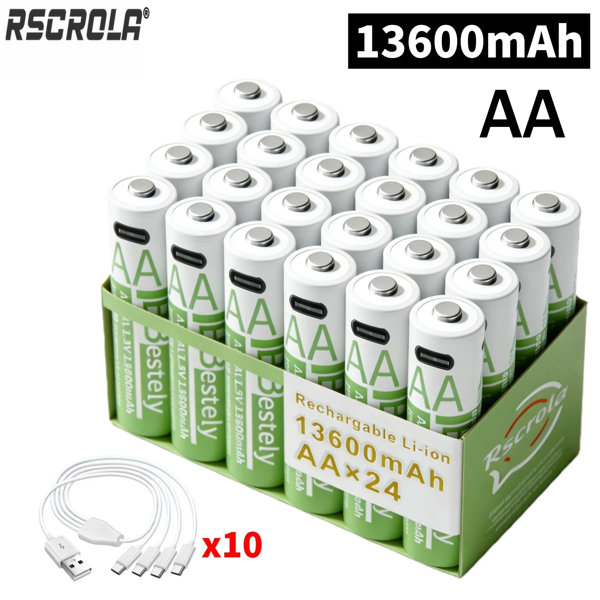 סוללות ליתיום נטענות Rscrola AA 15V