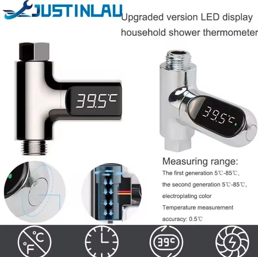 מד טמפרטורת מים חכם למקלחת עם תצוגת LED