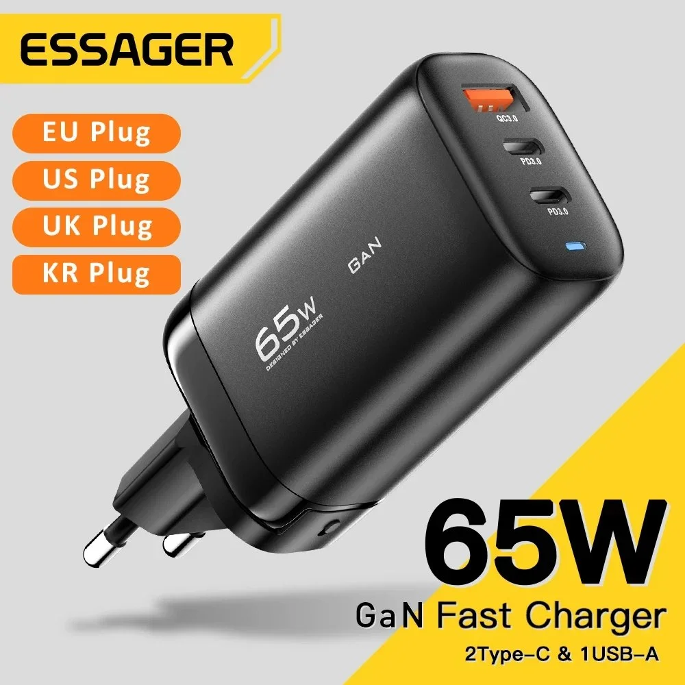 מטען Essager 65W עוצמתי לטעינה מהירה במחיר עקיצה