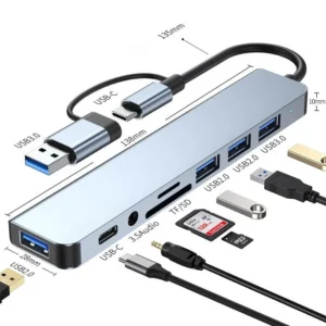 תחנת עגינה 8 ב2 עם חיבור USB וType C