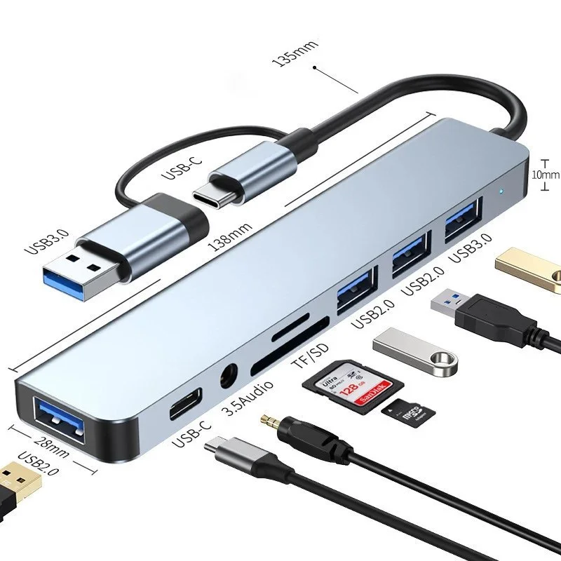 תחנת עגינה 8 ב2 עם חיבור USB וType C