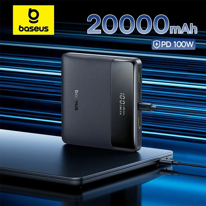 מחיר פגז רק 112 שקל מטען נייד 100W מבית Baseus סופר עוצמתי קיבולת סוללה 20 000mAh תומך בטעינה מהירה דו כיוונית מטעין מחשבים ניידים טאבלטים סמארטפונים ועוד