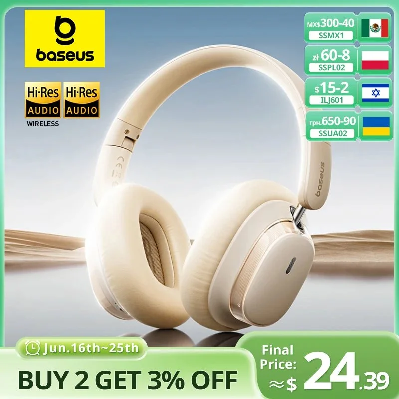אוזניות Baseus Bowie H1s אלחוטיות עם Bluetooth 5 4