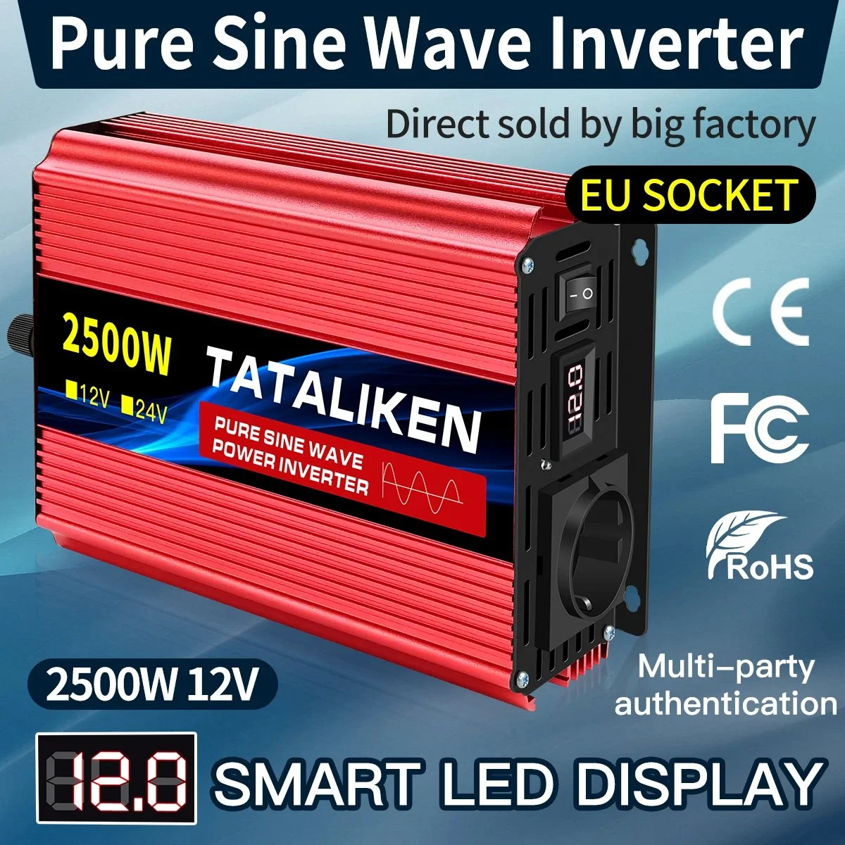 מהפך חשמל Pure Sine Wave 2500W 5000W