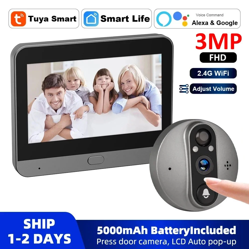 מצלמת פעמון חכמה 3MP עם WiFi ביטחון ביד שלכם