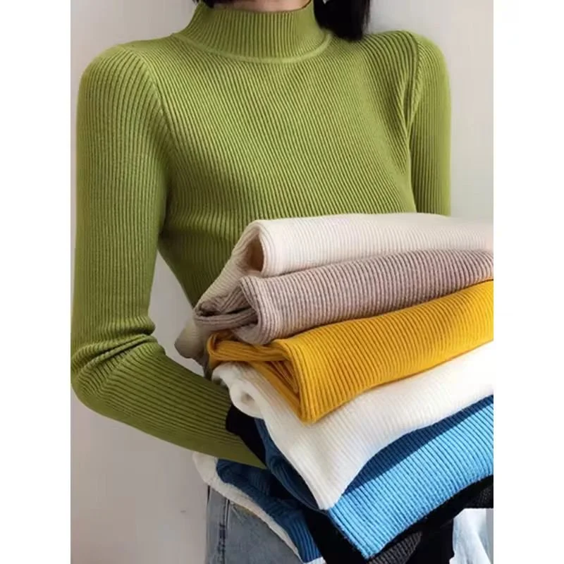 סוודר נשים עם צווארון Mock Neck – סטייל וינטג’ סתיו/חורף