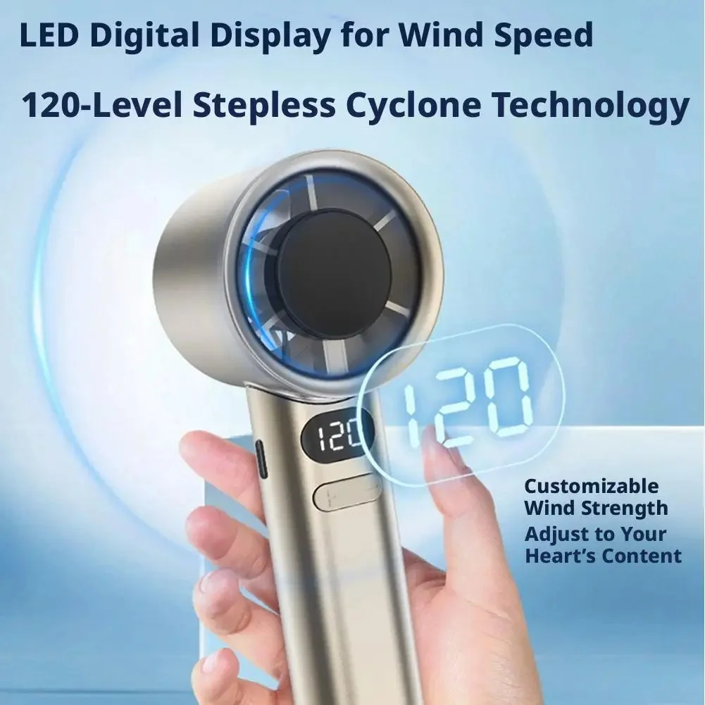 מאוורר ידני נייד ללא להבים, נטען USB – 120 רמות מהירות