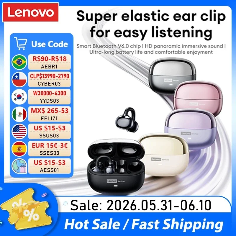 אוזניות קליפס אלחוטיות Lenovo LE302 Thinkplus OWS