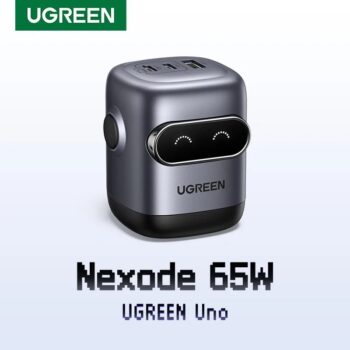 מטען UGREEN 65W GaN בעיצוב רובוט טעינה מהירה עם סטייל