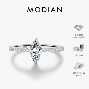טבעת MODIAN מכסף 925 ומויסנייט - מעודנת וברק לא מתפשר מאליאקספרס