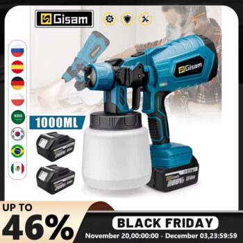 אקדח צבע חשמלי אלחוטי Gisam 1000ML - כלי חדשני לצביעה מושלמת