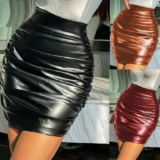 חצאיות נמתחות מעור מותן גבוה עם רוכסן