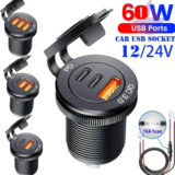 שקע טעינה לרכב עם PD 60W שנראה בול כמו חלק מקורי קטן ונקי ומעיף טעינה לטלפון בשנייה