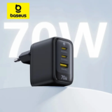 מחיר השקה מטורף רק 50 שקל  מטען מהיר 70W מבית Baseus עם 3 יציאות 2 TypeC  USB לטעינה של טלפון טאבלט ולפטופ בו זמנית